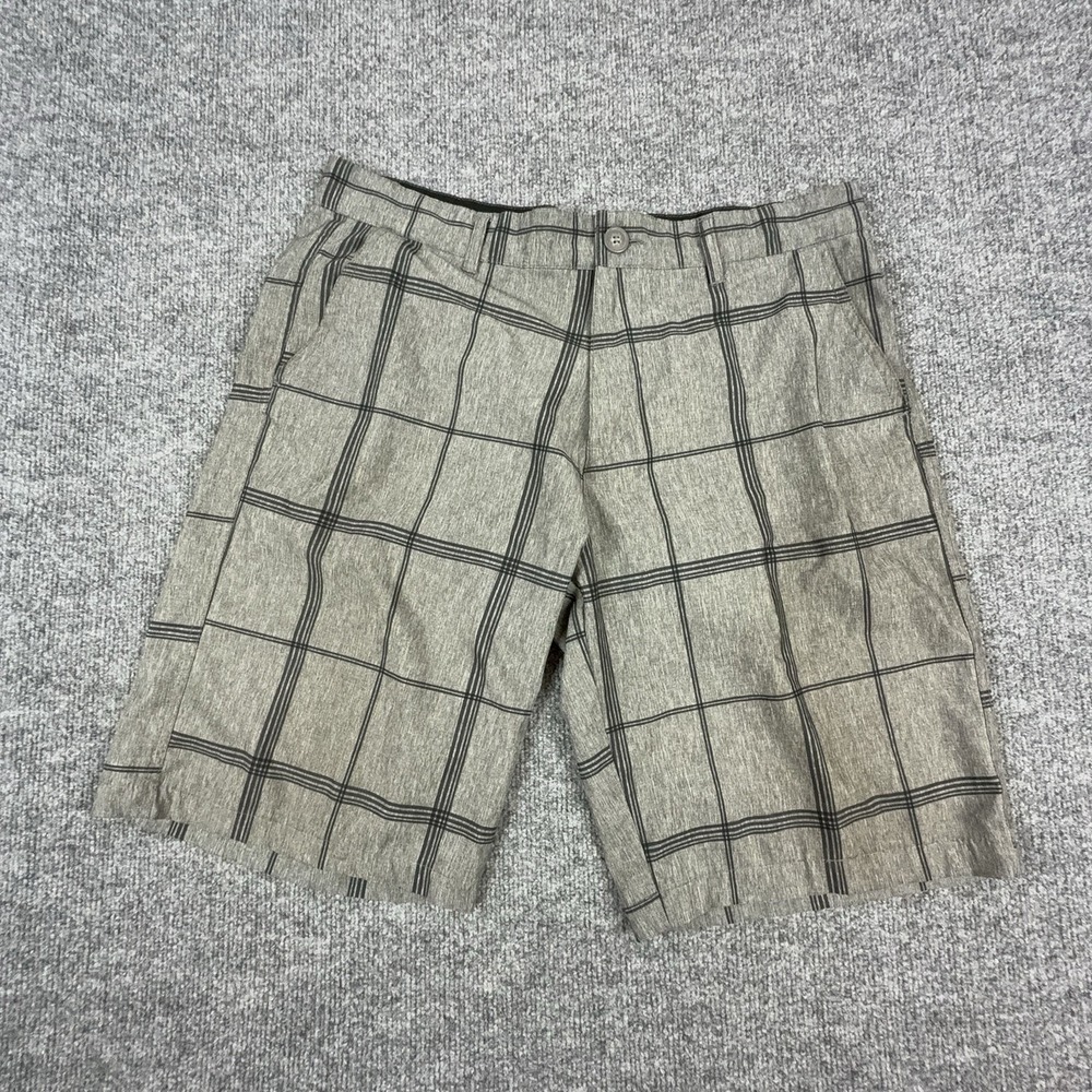 Op Opflex Shorts Mens 34 Gray Plaid Chino 11 Inseam 4-Way Stretch 0MT6203Y